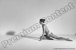 Nude Gymnastic poses Woman White Moving poses Slim long brown Dynamic poses Pinup